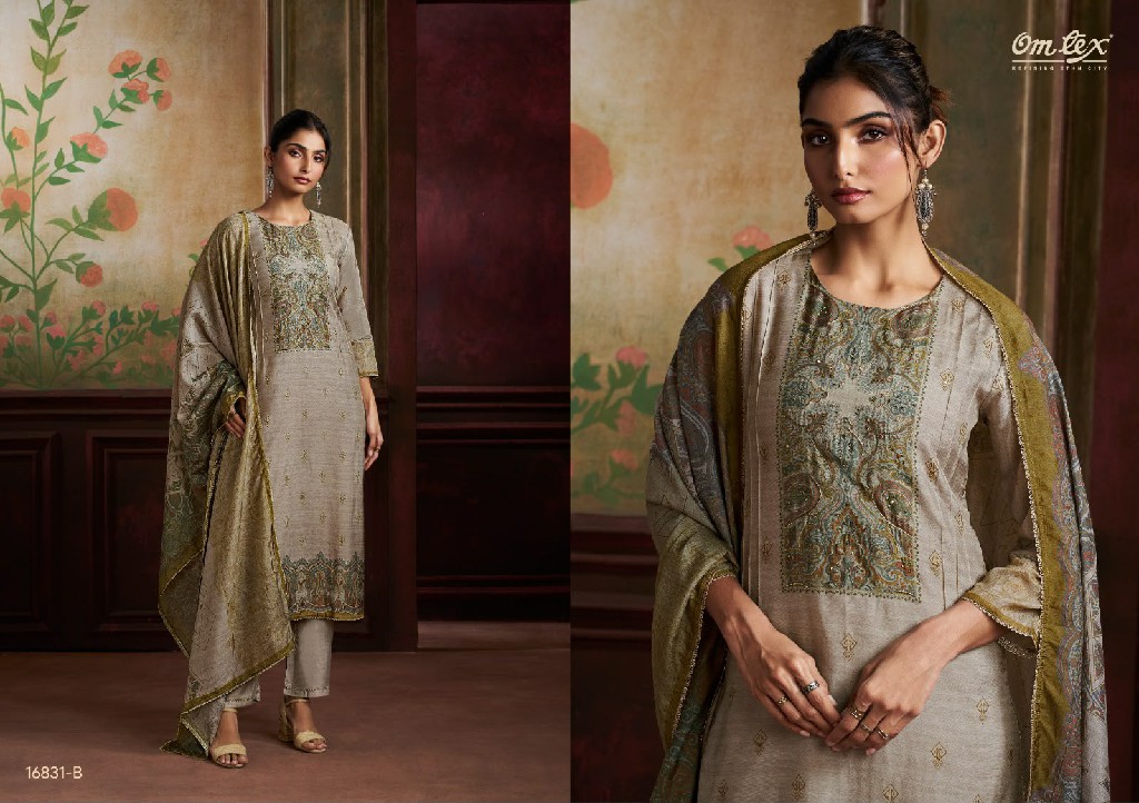 OMTEX TAMSIN WHOLESALE RADIANT SILK WITH HAND WORK UNSTITCH SALWAR SUITS SUPPLIER