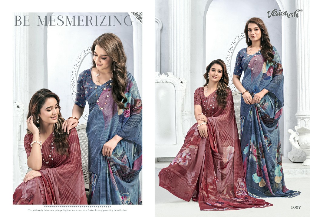 VAISHALI ZARA VOL 1 WHOLESALE PURE CRAPE DIGITAL PRINTED CASUAL WEAR SAREES FOR WOMEN EXPORTER