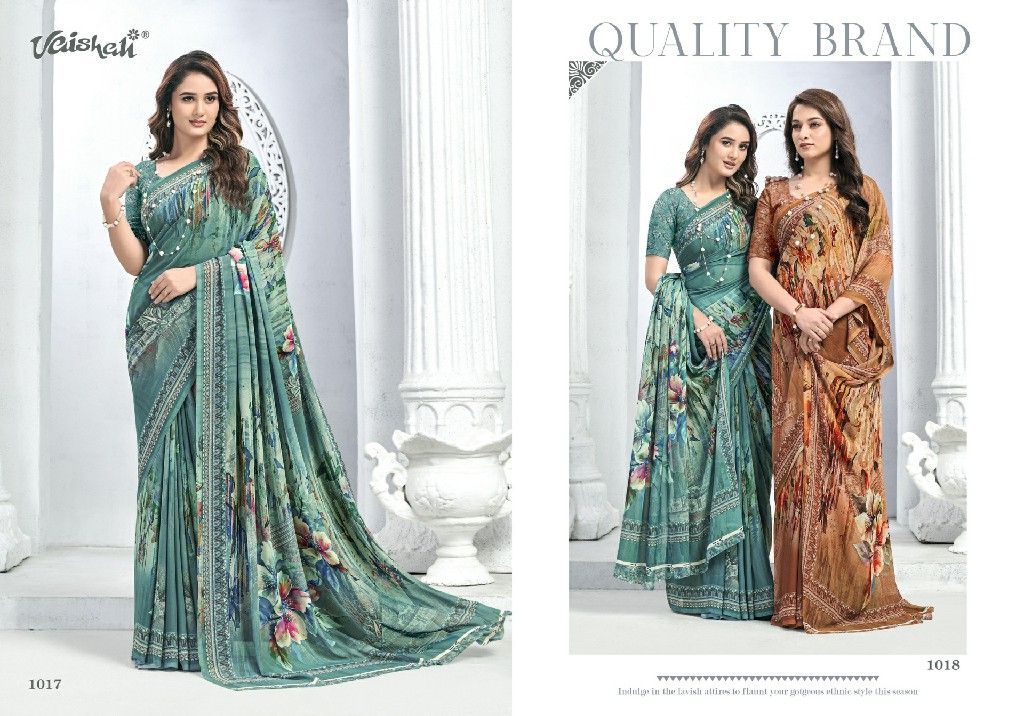 VAISHALI ZARA VOL 1 WHOLESALE PURE CRAPE DIGITAL PRINTED CASUAL WEAR SAREES FOR WOMEN EXPORTER
