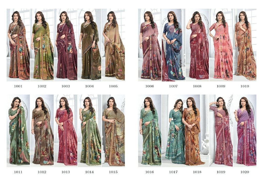 VAISHALI ZARA VOL 1 WHOLESALE PURE CRAPE DIGITAL PRINTED CASUAL WEAR SAREES FOR WOMEN EXPORTER