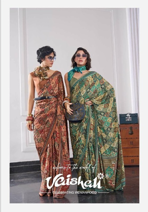 VAISHALI THE LUXE WHOLESALE PURE CRAPE DIGITAL PRINTED ELEGANCE SAREES FOR WOMEN SUPPLIER