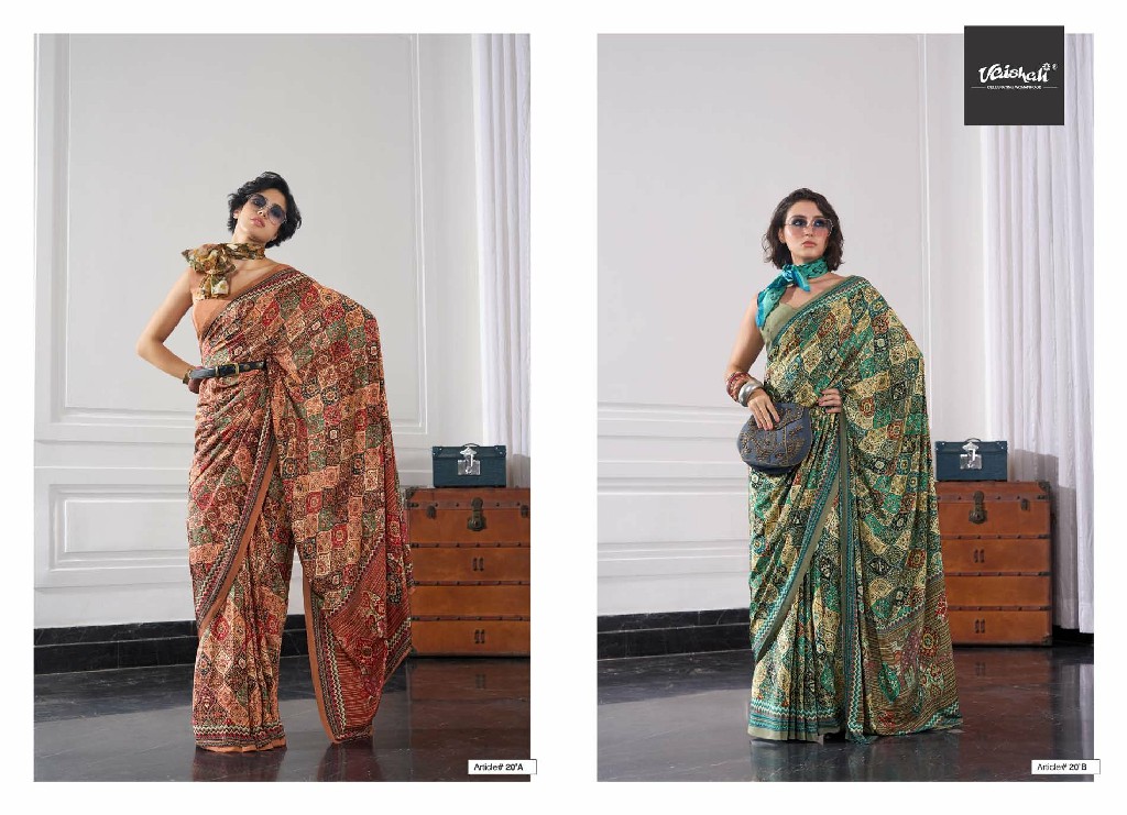 VAISHALI THE LUXE WHOLESALE PURE CRAPE DIGITAL PRINTED ELEGANCE SAREES FOR WOMEN SUPPLIER
