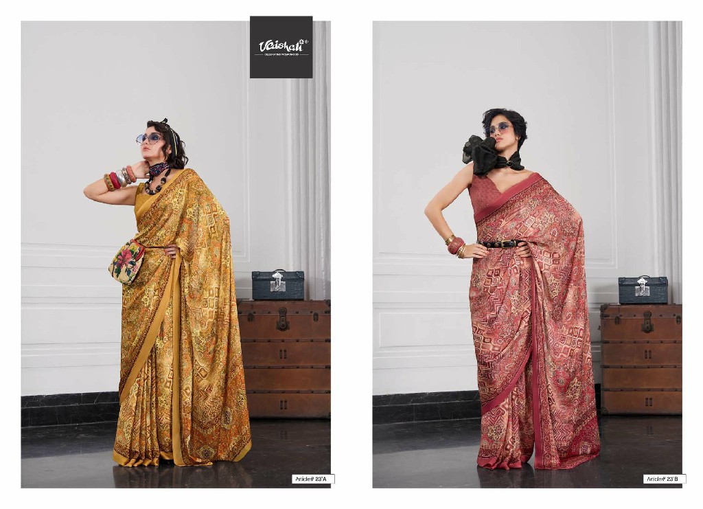 VAISHALI THE LUXE WHOLESALE PURE CRAPE DIGITAL PRINTED ELEGANCE SAREES FOR WOMEN SUPPLIER