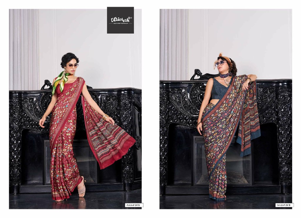 VAISHALI THE LUXE WHOLESALE PURE CRAPE DIGITAL PRINTED ELEGANCE SAREES FOR WOMEN SUPPLIER
