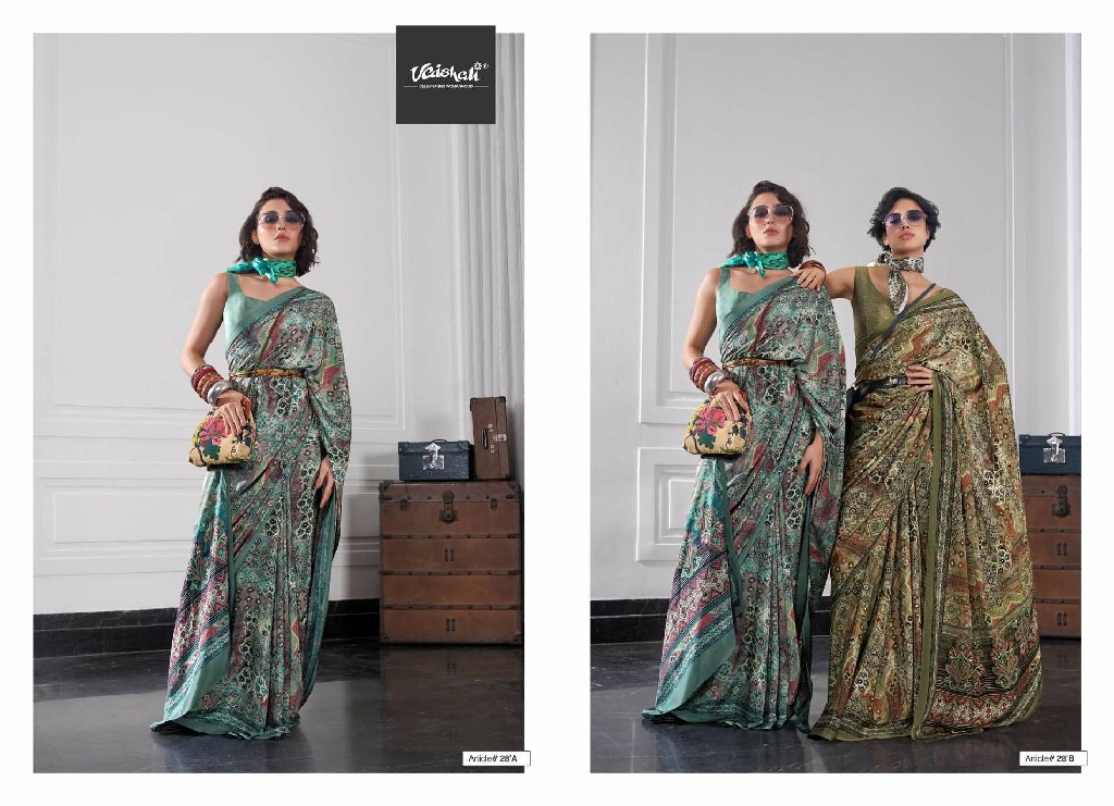 VAISHALI THE LUXE WHOLESALE PURE CRAPE DIGITAL PRINTED ELEGANCE SAREES FOR WOMEN SUPPLIER