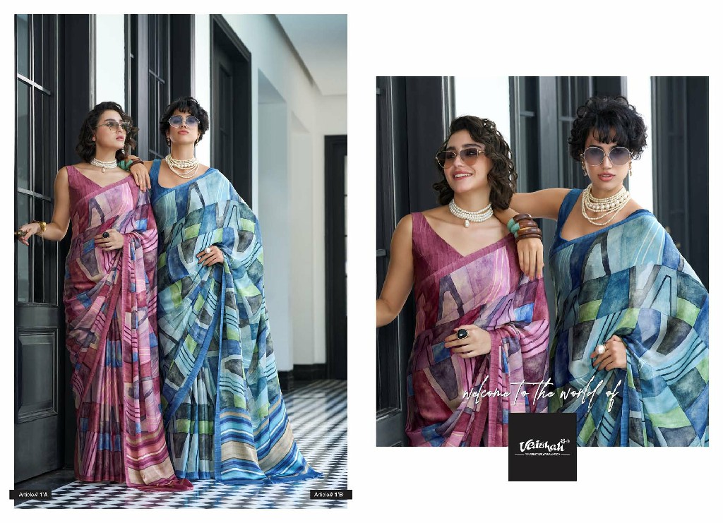 VAISHALI THE QUEENDOM WHOLESALE PURE CRAPE DIGITAL PRINTED BEAUTIFUL INDIAN SAREES FOR WOMEN EXPORTER
