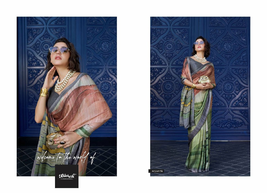 VAISHALI THE QUEENDOM WHOLESALE PURE CRAPE DIGITAL PRINTED BEAUTIFUL INDIAN SAREES FOR WOMEN EXPORTER