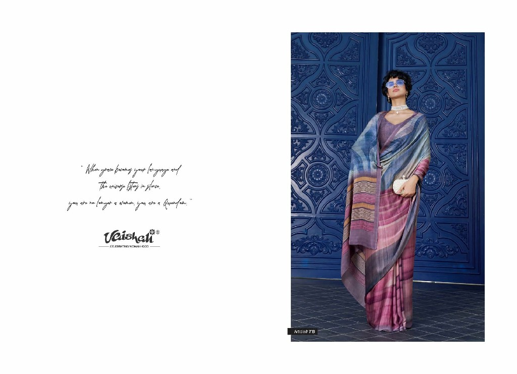 VAISHALI THE QUEENDOM WHOLESALE PURE CRAPE DIGITAL PRINTED BEAUTIFUL INDIAN SAREES FOR WOMEN EXPORTER