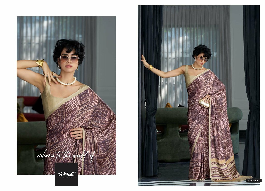 VAISHALI THE QUEENDOM WHOLESALE PURE CRAPE DIGITAL PRINTED BEAUTIFUL INDIAN SAREES FOR WOMEN EXPORTER