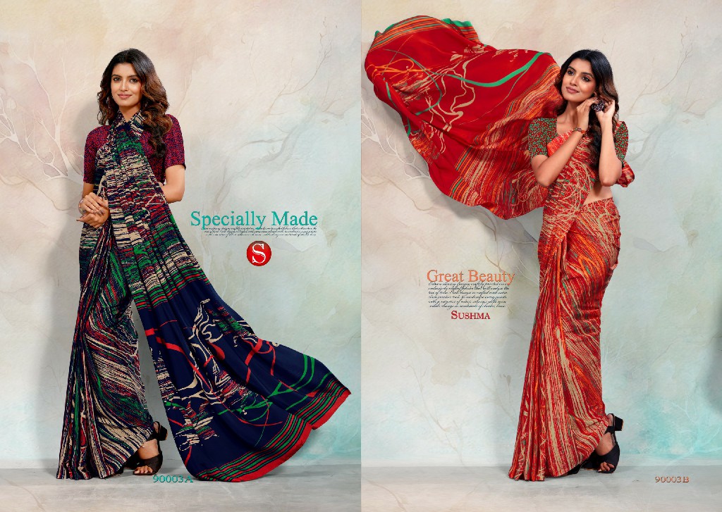 SUSHMA CRAPE CULTURE WHOLESALE CRAPE CLASSY LOOK INDIAN SAREES FOR WOMEN EXPORTER