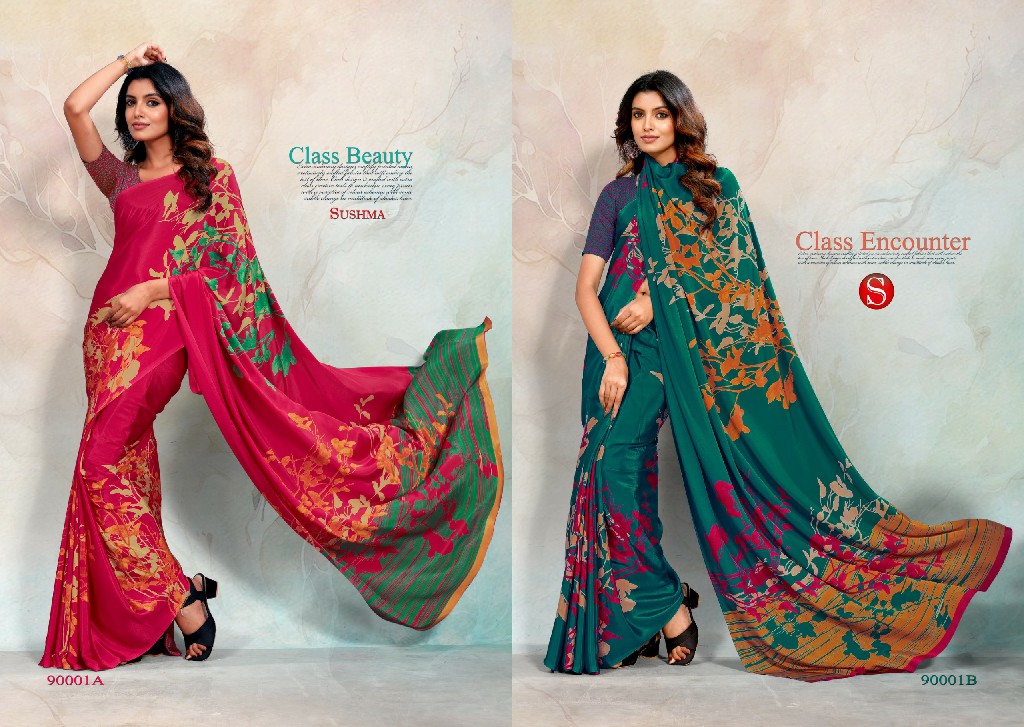 SUSHMA CRAPE CULTURE WHOLESALE CRAPE CLASSY LOOK INDIAN SAREES FOR WOMEN EXPORTER