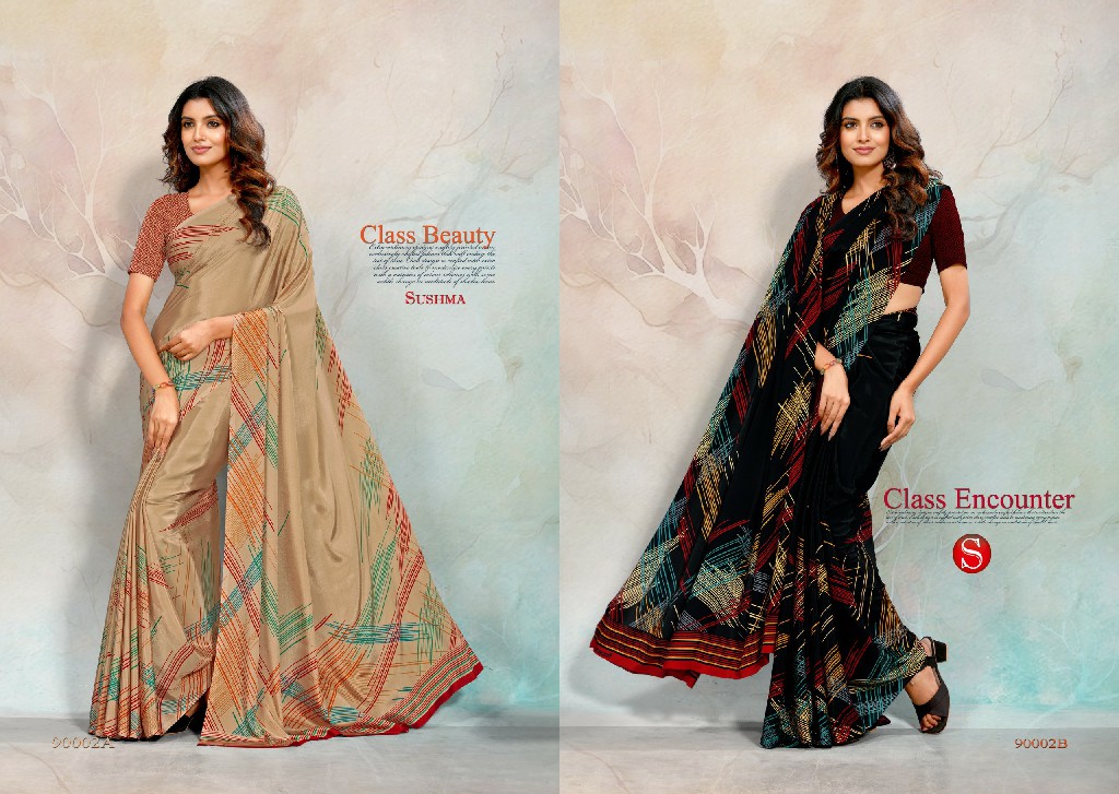 SUSHMA CRAPE CULTURE WHOLESALE CRAPE CLASSY LOOK INDIAN SAREES FOR WOMEN EXPORTER