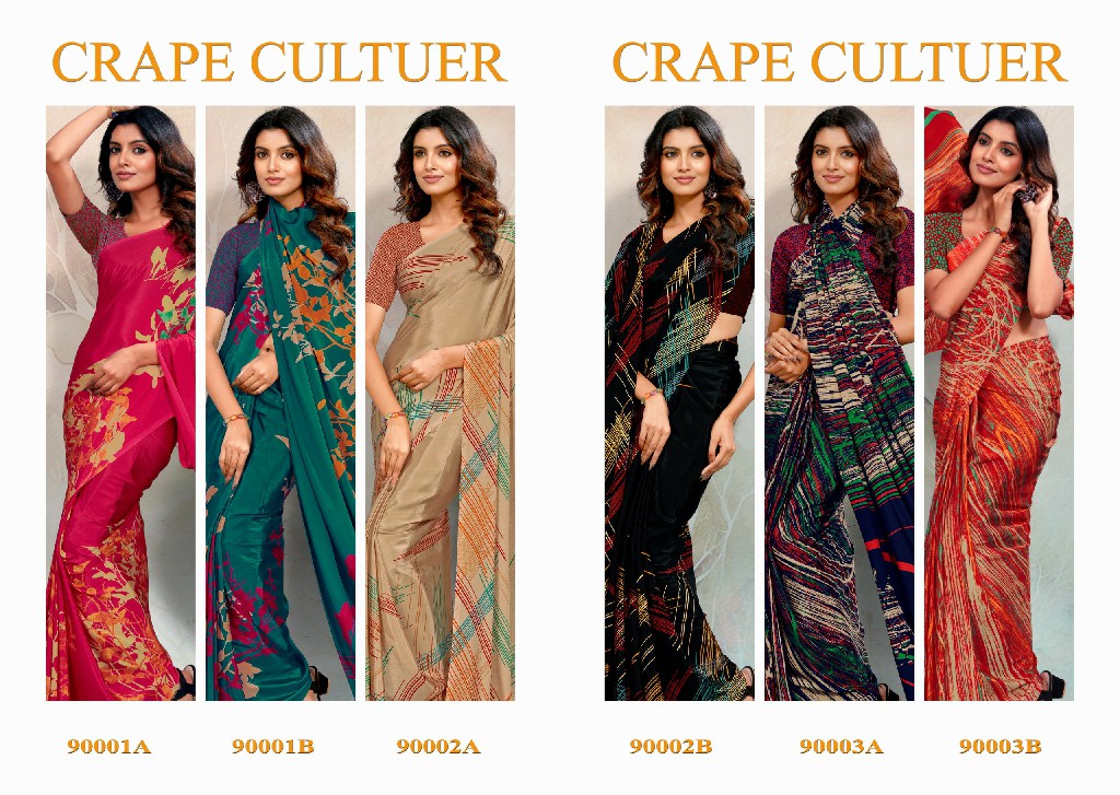 SUSHMA CRAPE CULTURE WHOLESALE CRAPE CLASSY LOOK INDIAN SAREES FOR WOMEN EXPORTER