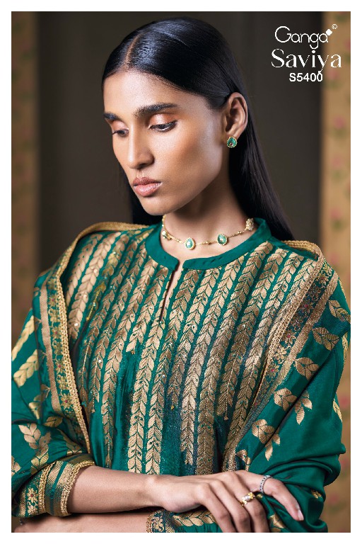 GANGA SAVIYA S5400 WHOLESALE PURE VISCOSE WOVEN SILK JACQUARD UNSTITCH SALWAR SUITS EXPORTER