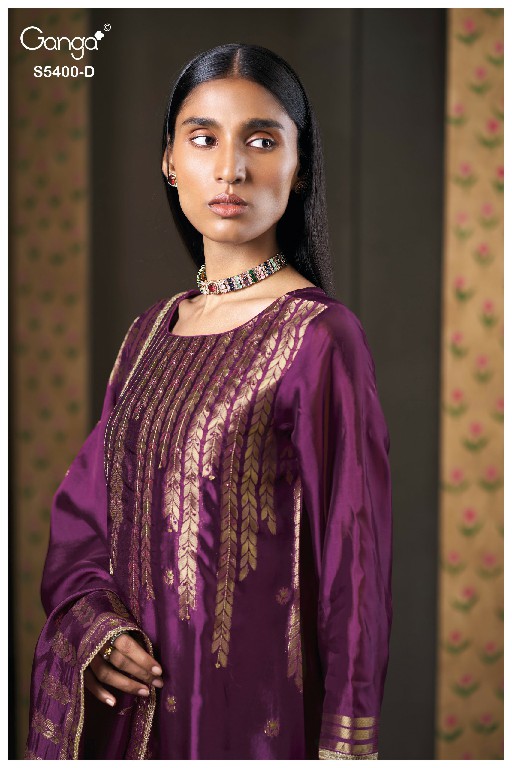 GANGA SAVIYA S5400 WHOLESALE PURE VISCOSE WOVEN SILK JACQUARD UNSTITCH SALWAR SUITS EXPORTER