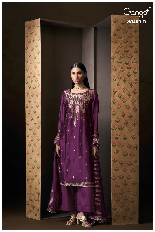 GANGA SAVIYA S5400 WHOLESALE PURE VISCOSE WOVEN SILK JACQUARD UNSTITCH SALWAR SUITS EXPORTER