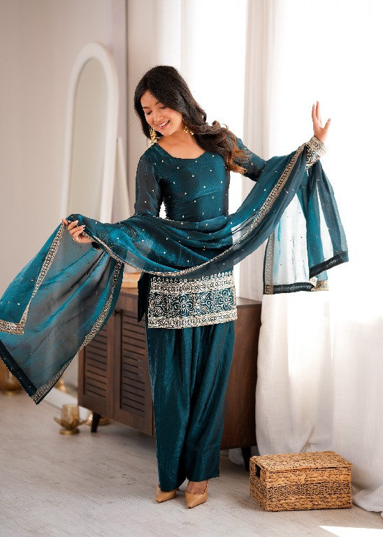 TEXTILEDEAL D.NO DIF-310 WHOLESALE READYMADE HEAVY FENDY SILK ELEGANT FARSHI SALWAR STYLE 3 PCS SUITS EXPORTER