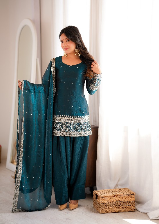 TEXTILEDEAL D.NO DIF-310 WHOLESALE READYMADE HEAVY FENDY SILK ELEGANT FARSHI SALWAR STYLE 3 PCS SUITS EXPORTER