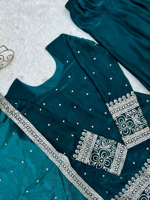 TEXTILEDEAL D.NO DIF-310 WHOLESALE READYMADE HEAVY FENDY SILK ELEGANT FARSHI SALWAR STYLE 3 PCS SUITS EXPORTER