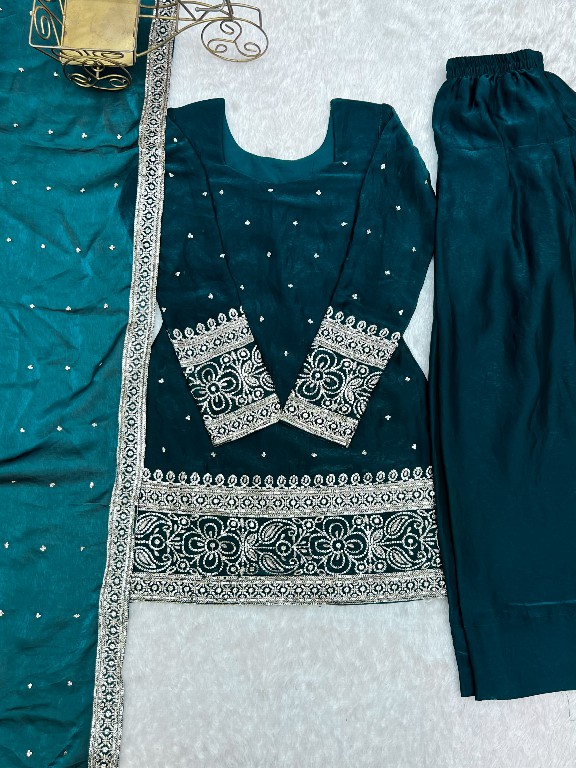 TEXTILEDEAL D.NO DIF-310 WHOLESALE READYMADE HEAVY FENDY SILK ELEGANT FARSHI SALWAR STYLE 3 PCS SUITS EXPORTER