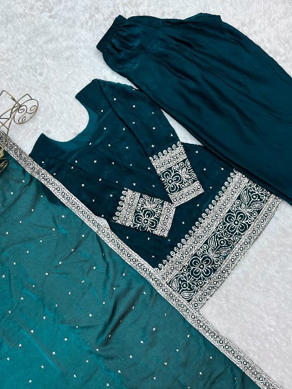 TEXTILEDEAL D.NO DIF-310 WHOLESALE READYMADE HEAVY FENDY SILK ELEGANT FARSHI SALWAR STYLE 3 PCS SUITS EXPORTER