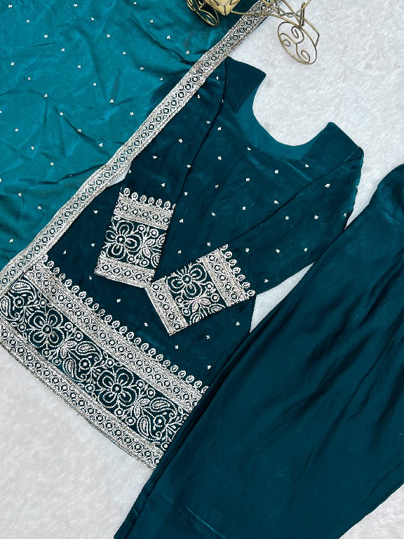 TEXTILEDEAL D.NO DIF-310 WHOLESALE READYMADE HEAVY FENDY SILK ELEGANT FARSHI SALWAR STYLE 3 PCS SUITS EXPORTER