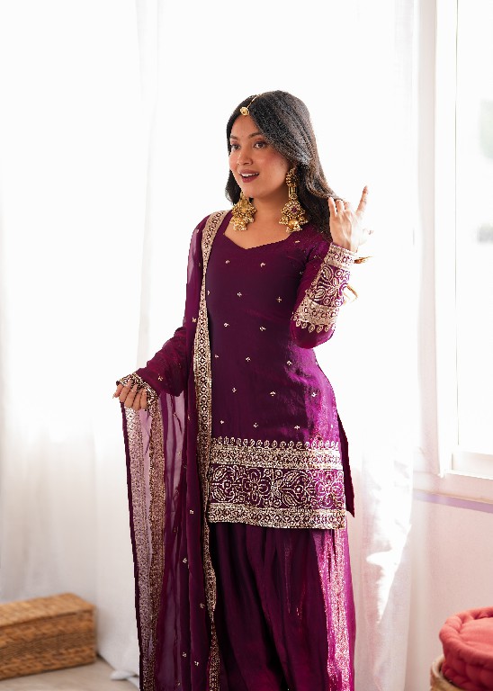TEXTILEDEAL D.NO DIF-310 WHOLESALE READYMADE HEAVY FENDY SILK ELEGANT FARSHI SALWAR STYLE 3 PCS SUITS EXPORTER