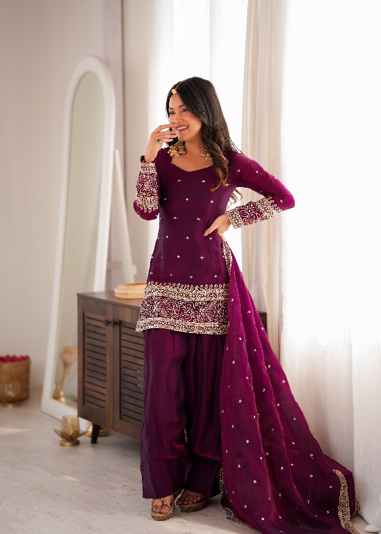 TEXTILEDEAL D.NO DIF-310 WHOLESALE READYMADE HEAVY FENDY SILK ELEGANT FARSHI SALWAR STYLE 3 PCS SUITS EXPORTER