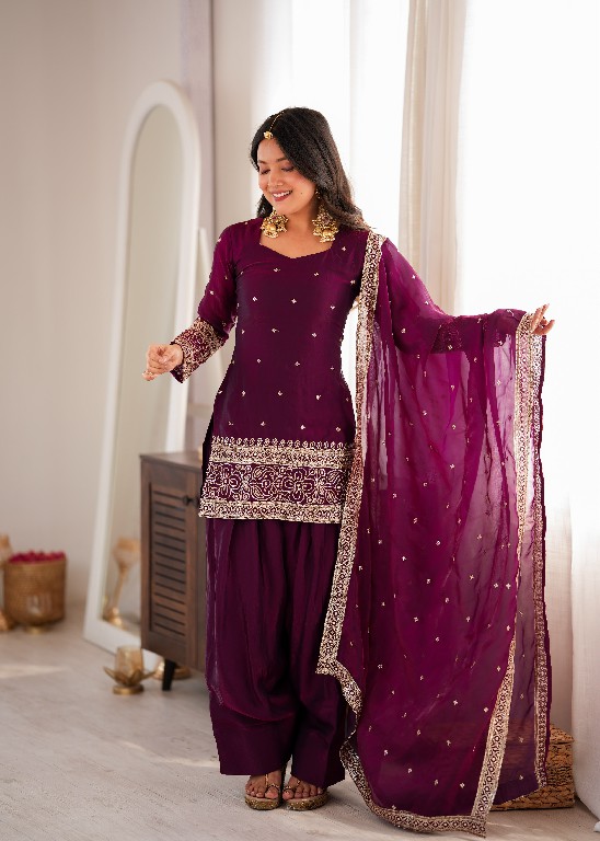 TEXTILEDEAL D.NO DIF-310 WHOLESALE READYMADE HEAVY FENDY SILK ELEGANT FARSHI SALWAR STYLE 3 PCS SUITS EXPORTER
