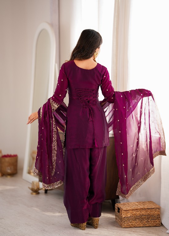 TEXTILEDEAL D.NO DIF-310 WHOLESALE READYMADE HEAVY FENDY SILK ELEGANT FARSHI SALWAR STYLE 3 PCS SUITS EXPORTER