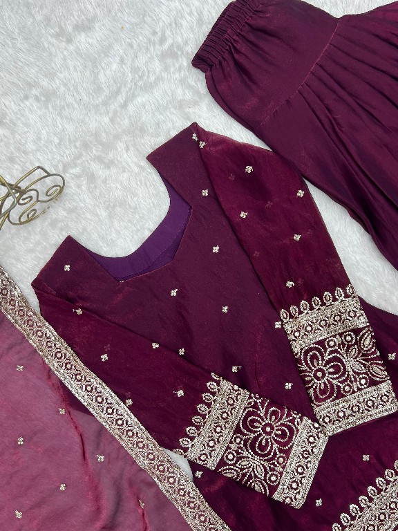 TEXTILEDEAL D.NO DIF-310 WHOLESALE READYMADE HEAVY FENDY SILK ELEGANT FARSHI SALWAR STYLE 3 PCS SUITS EXPORTER