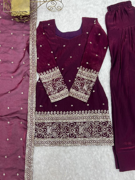 TEXTILEDEAL D.NO DIF-310 WHOLESALE READYMADE HEAVY FENDY SILK ELEGANT FARSHI SALWAR STYLE 3 PCS SUITS EXPORTER