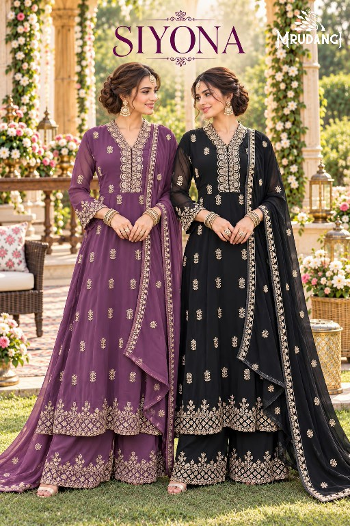 MRUDANGI SIYONA WHOLESALE READYMADE REAL GEORGETTE OCCASION WEAR PLAZZO STYLE 3 PCS SUITS EXPORTER