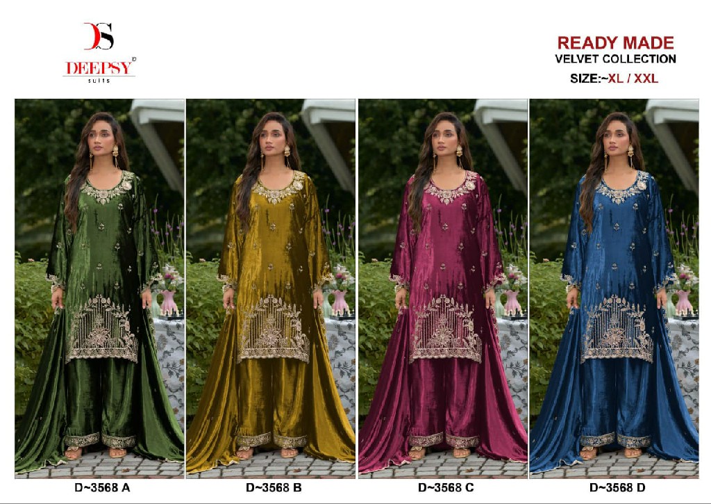 DEEPSY D.NO 3568 WHOLESALE READYMADE ICE VELVET BEATS WORK WINTER WEAR 3 PCS SUITS ONLINE