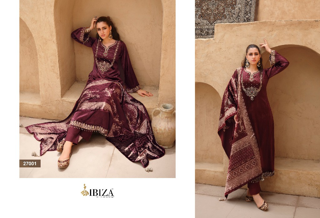 IBIZA MEHRAN WHOLESALE VISCOSE VELVET WINTER WEAR UNSTITCH SALWAR SUITS EXPORTER