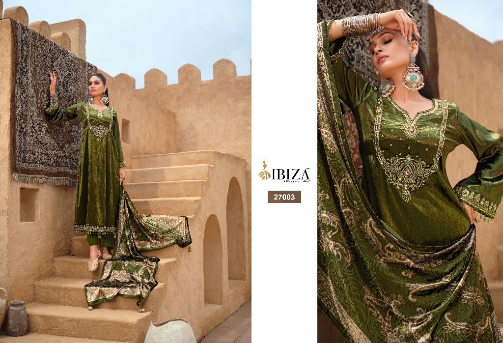 IBIZA MEHRAN WHOLESALE VISCOSE VELVET WINTER WEAR UNSTITCH SALWAR SUITS EXPORTER