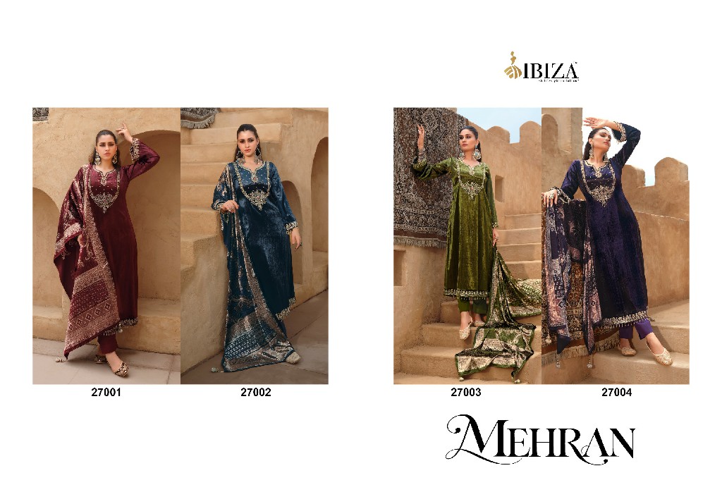 IBIZA MEHRAN WHOLESALE VISCOSE VELVET WINTER WEAR UNSTITCH SALWAR SUITS EXPORTER