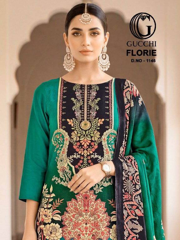 GUCCHI FLORIE D.NO 1148 WHOLESALE VISCOSE PASHMINA WINTER ETHNIC LOOK UNSTITCH SALWAR SUITS SUPPLIER