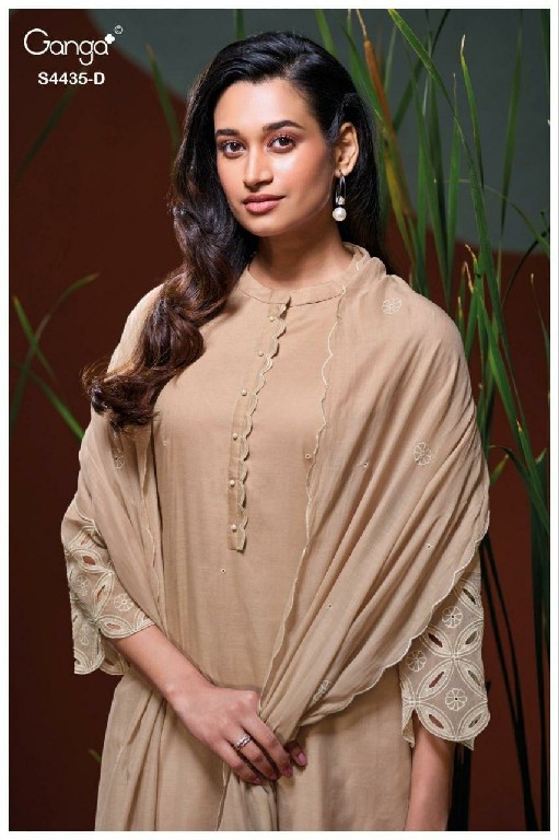 GANGA ERAZYA S4435 WHOLESALE PURE MUL SOLID COLOR WITH WORK UNSTITCH SALWAR SUITS EXPORTER