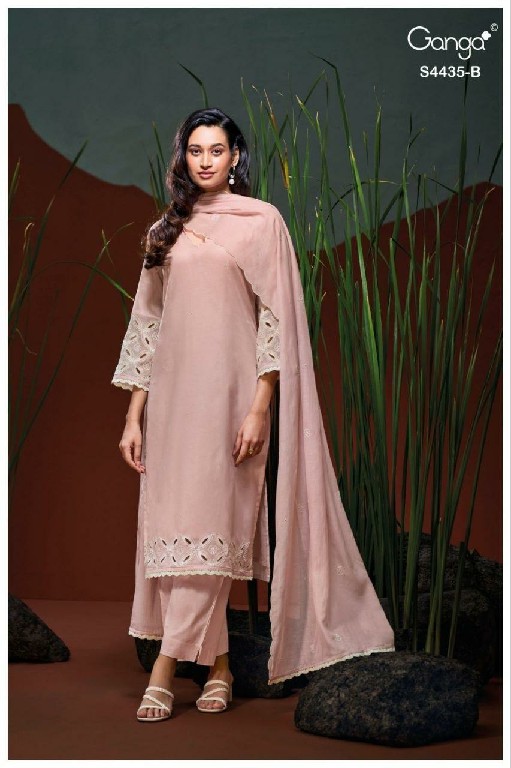 GANGA ERAZYA S4435 WHOLESALE PURE MUL SOLID COLOR WITH WORK UNSTITCH SALWAR SUITS EXPORTER