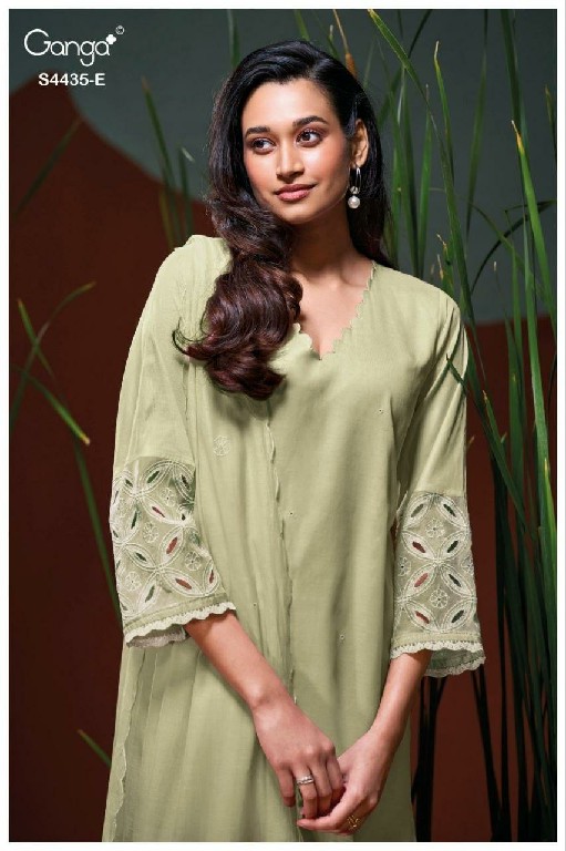 GANGA ERAZYA S4435 WHOLESALE PURE MUL SOLID COLOR WITH WORK UNSTITCH SALWAR SUITS EXPORTER