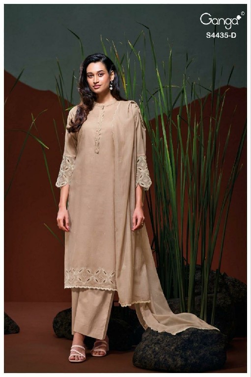 GANGA ERAZYA S4435 WHOLESALE PURE MUL SOLID COLOR WITH WORK UNSTITCH SALWAR SUITS EXPORTER