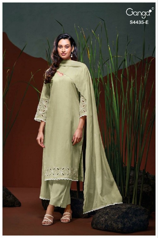 GANGA ERAZYA S4435 WHOLESALE PURE MUL SOLID COLOR WITH WORK UNSTITCH SALWAR SUITS EXPORTER