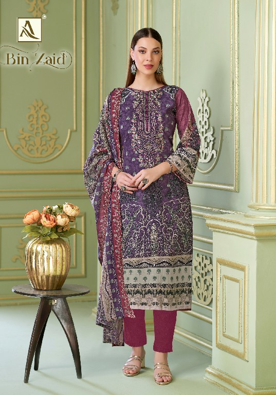 ALOK SUIT BIN ZAID WHOLESALE PURE CAMBRIC FANCY PAKISTANI UNSTITCH SALWAR SUITS SUPPLIER