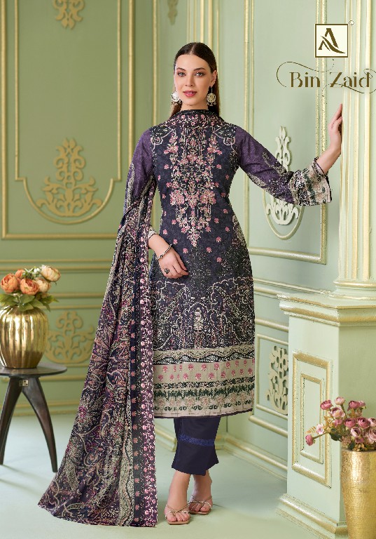 ALOK SUIT BIN ZAID WHOLESALE PURE CAMBRIC FANCY PAKISTANI UNSTITCH SALWAR SUITS SUPPLIER