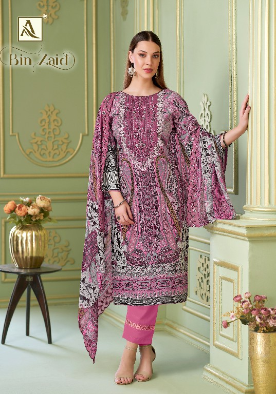 ALOK SUIT BIN ZAID WHOLESALE PURE CAMBRIC FANCY PAKISTANI UNSTITCH SALWAR SUITS SUPPLIER