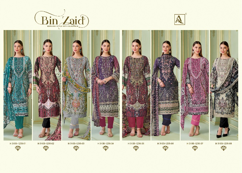 ALOK SUIT BIN ZAID WHOLESALE PURE CAMBRIC FANCY PAKISTANI UNSTITCH SALWAR SUITS SUPPLIER