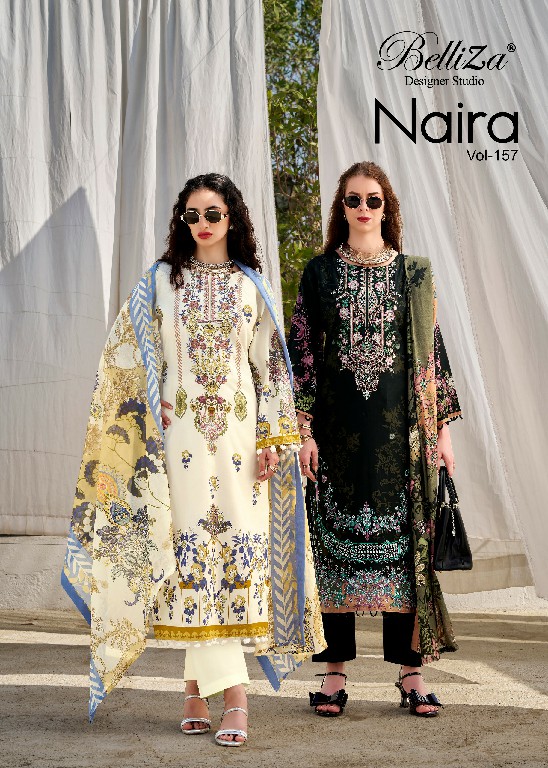 BELLIZA NAIRA VOL 157 WHOLESALE PURE COTTON EXCLUSIVE DESIGN UNSTITCH SALWAR SUITS SUPPLIER