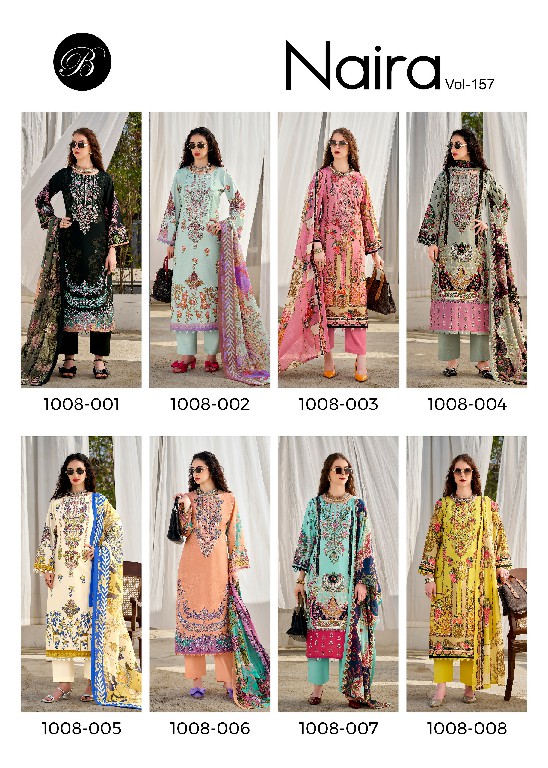BELLIZA NAIRA VOL 157 WHOLESALE PURE COTTON EXCLUSIVE DESIGN UNSTITCH SALWAR SUITS SUPPLIER