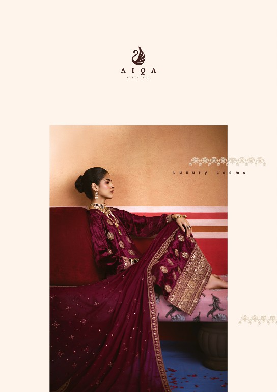 AIQA ZARNISH WHOLESALE VISCOSE VELVET WINTER FANCY DESIGN UNSTITCH SALWAR SUITS FOR EXPORT